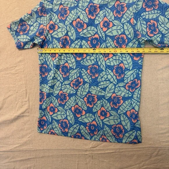 Bad Birdie Polo Shirt Mens Large Blue Floral Multicolors Golf All Over Print AOP - Picture 11 of 11